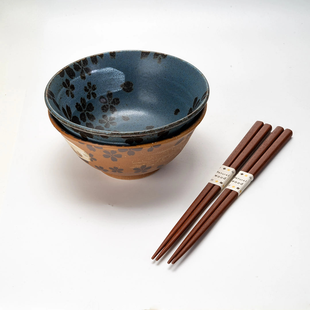 Sakura Nagashi Double Bowl Set With Chopsticks