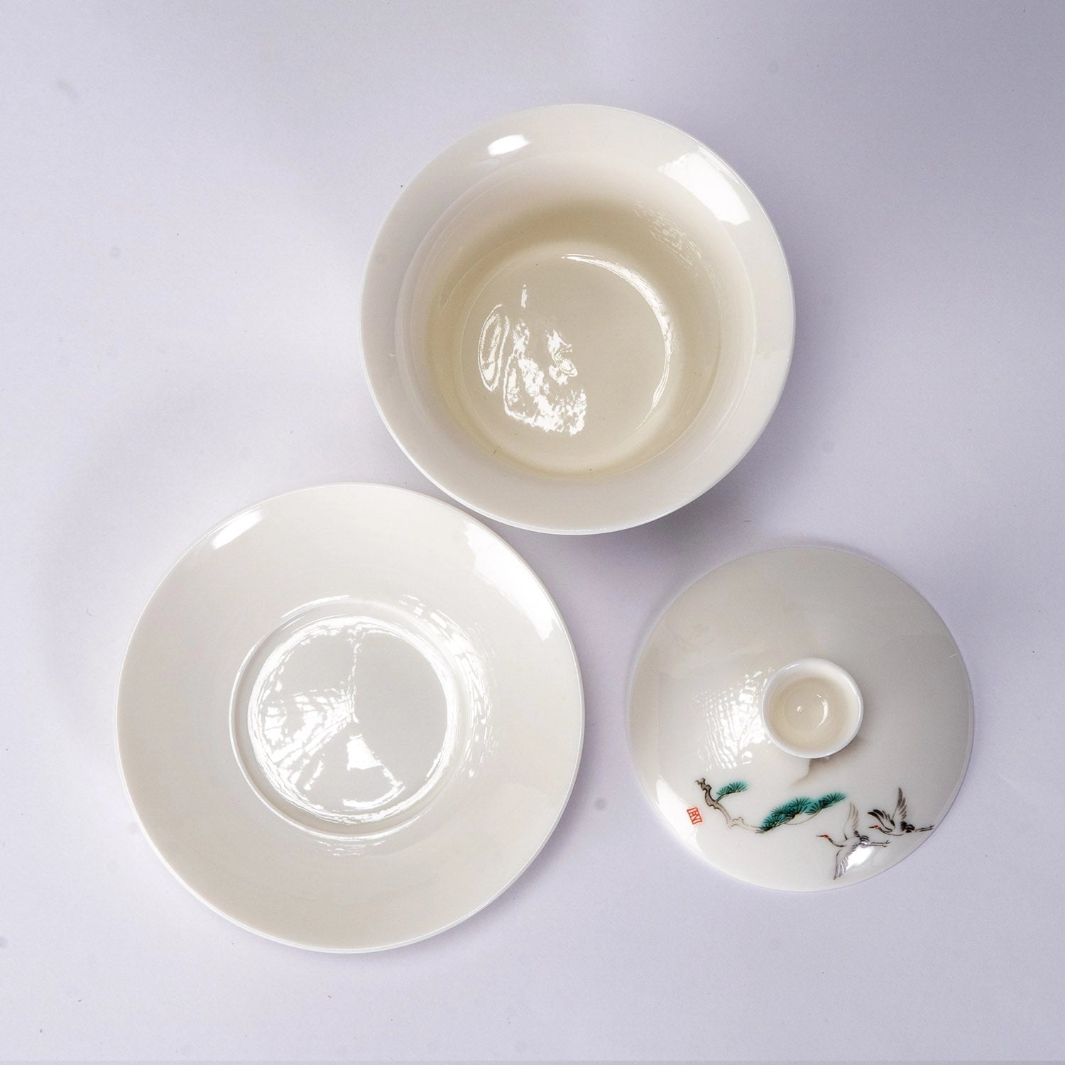 Japanese Crane Gaiwan Tea Brewing Cup with Lid