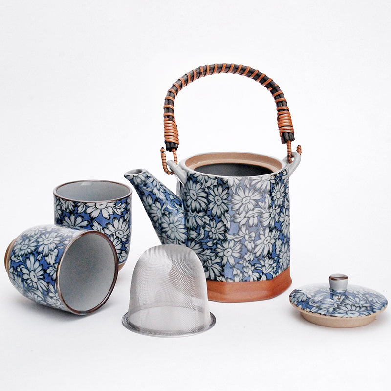 Juego de té azul margarita