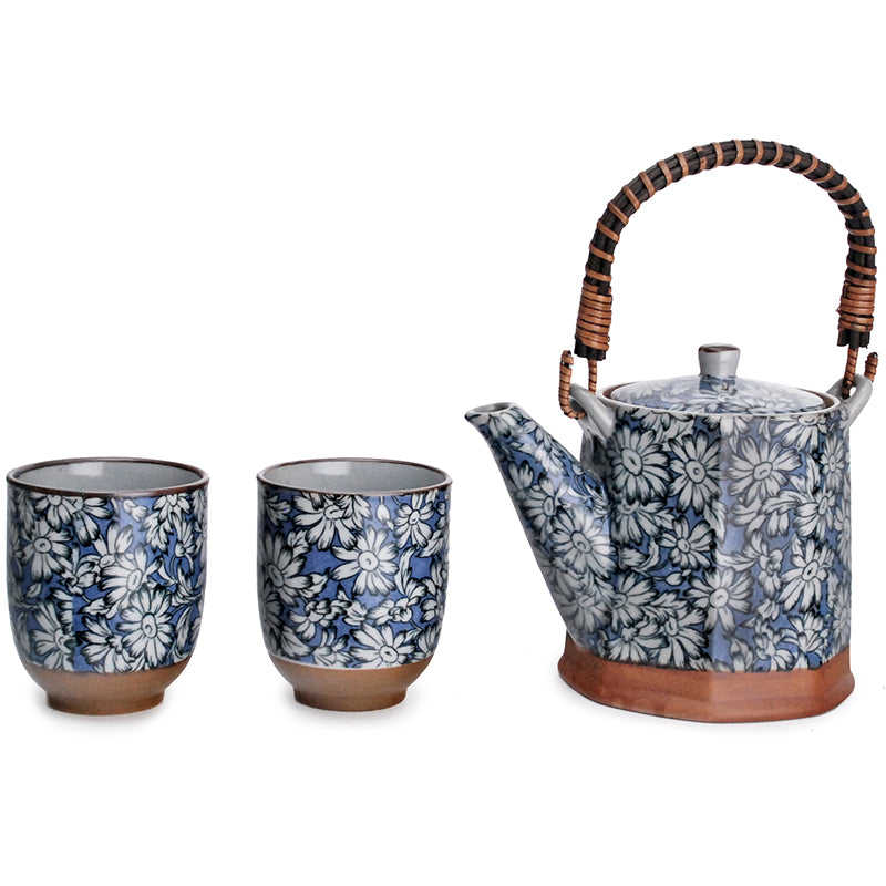 Juego de té azul margarita