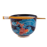 Koi Fish 18oz Bowl with Chopsticks Set