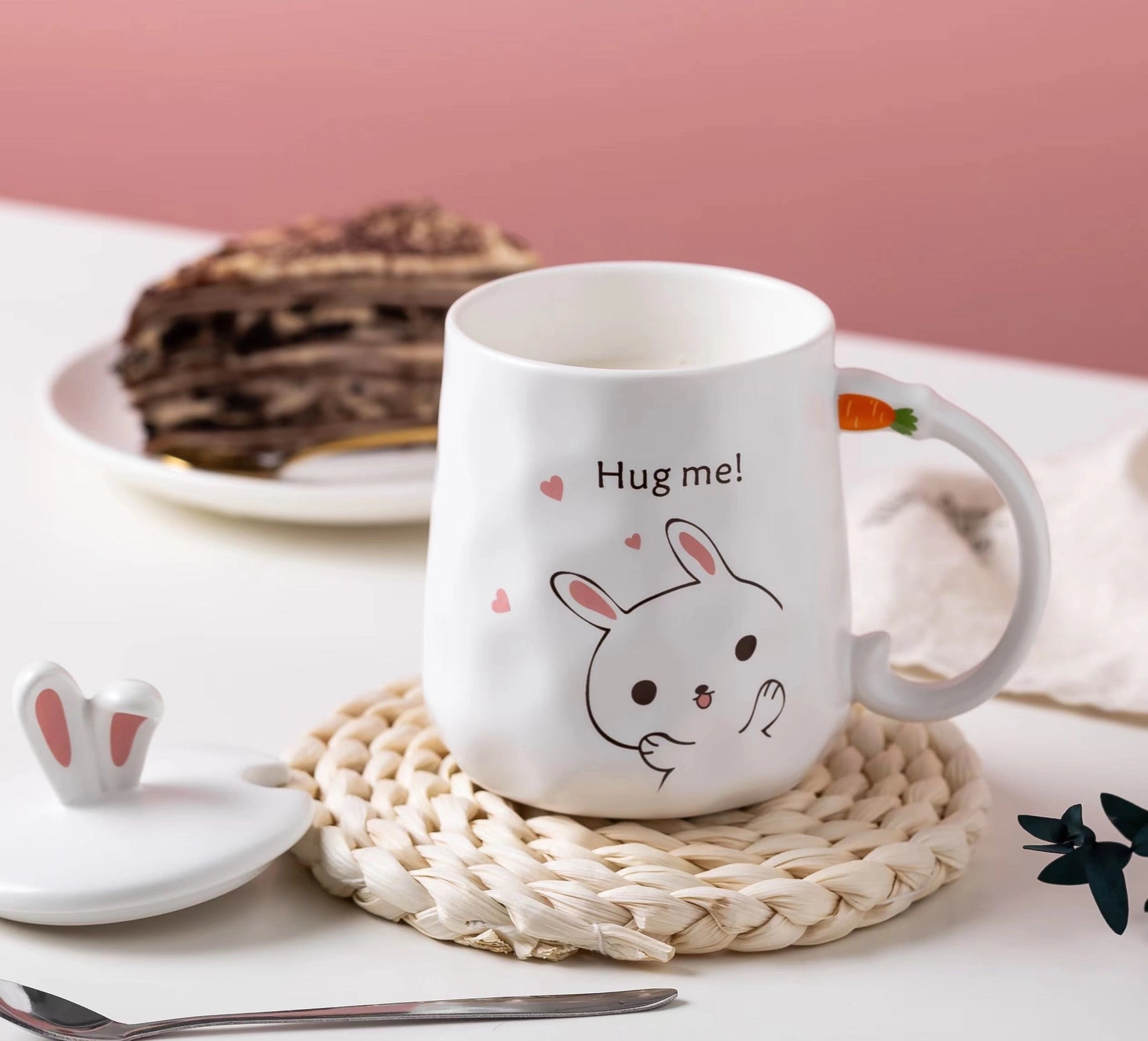 Bunny Hug Mug with Lid and Spoon