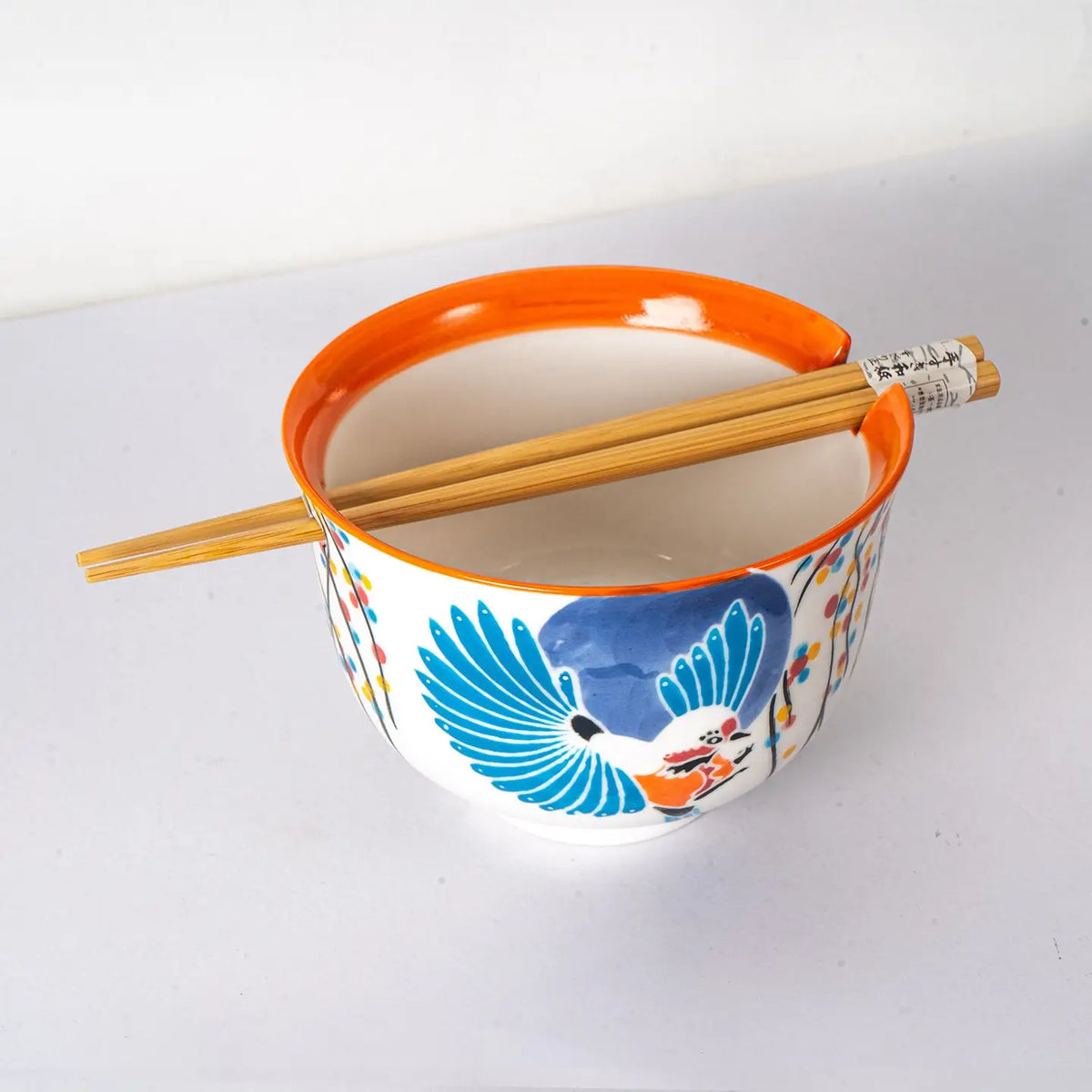 Mejiro Bird Ume Bowl with Chopsticks Set