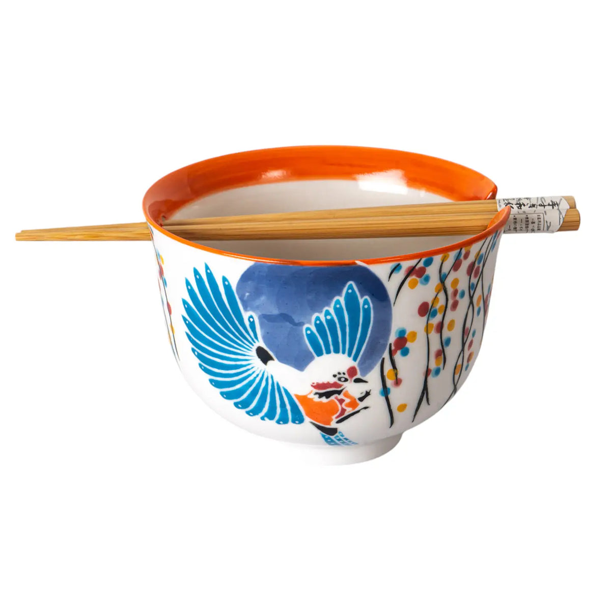 Mejiro Bird Ume Bowl with Chopsticks Set
