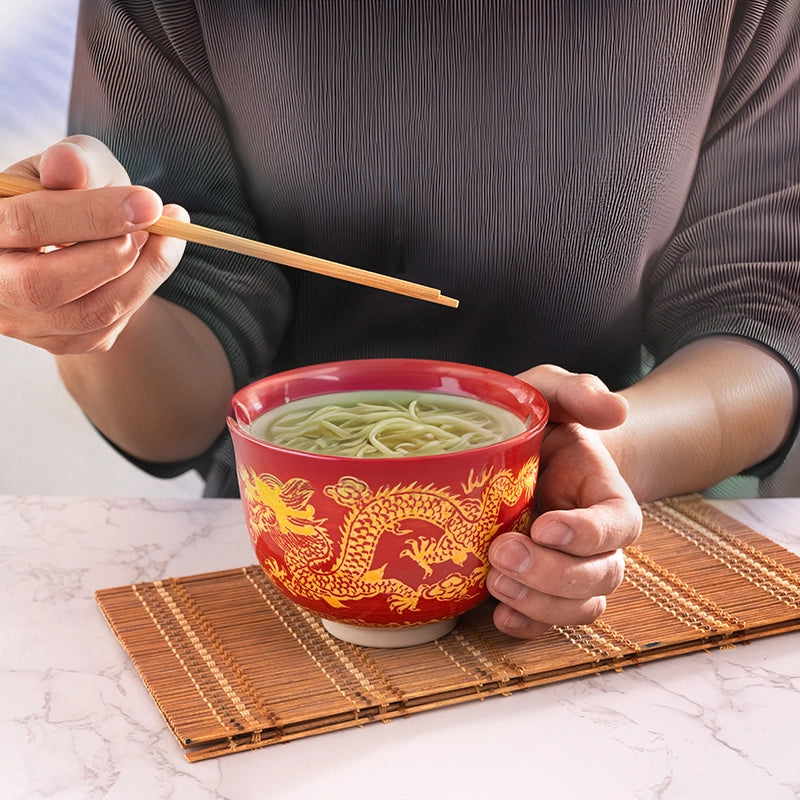 Red Dragon Design 18oz Bowl with Chopsticks Set