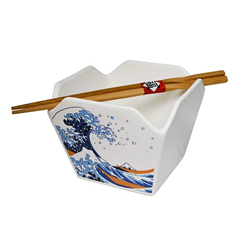 Wave Takeout Box Serving Bowl with Chopsticks