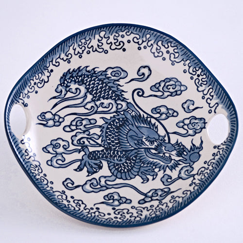 Plato Dragón Azul con Palillos