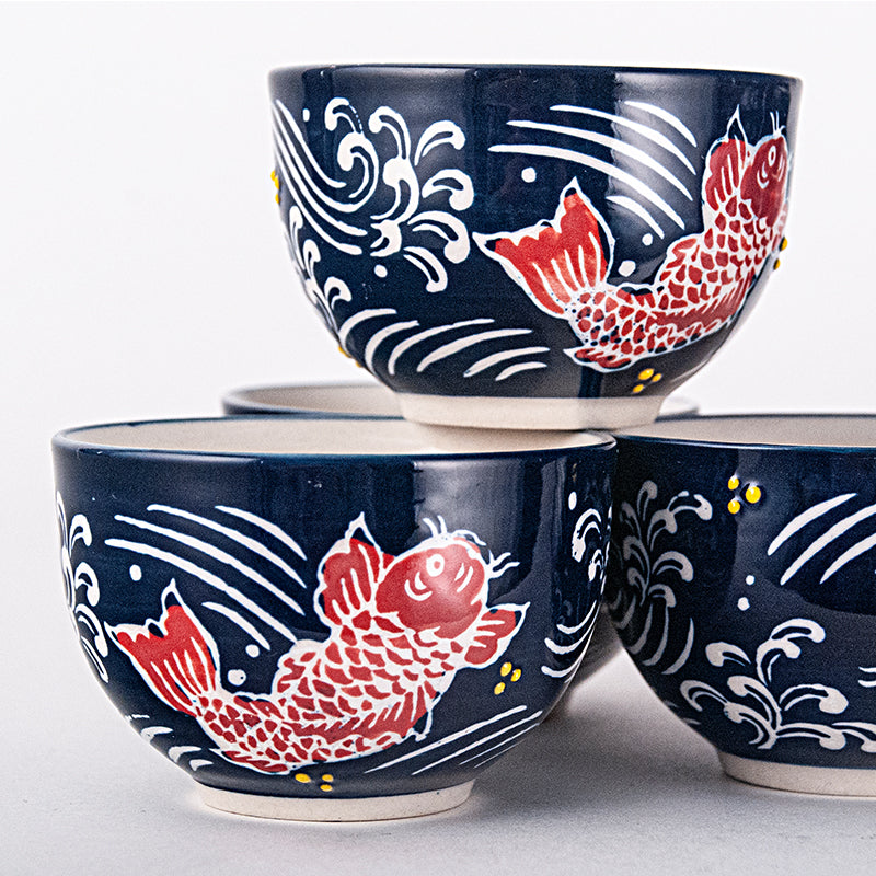 Juego de té Koi con mango de bambú
