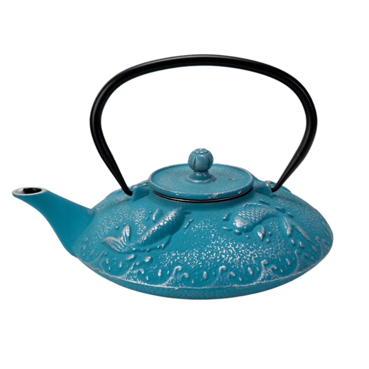 Blue Koi Fish 27 oz Cast Iron Tea Pot