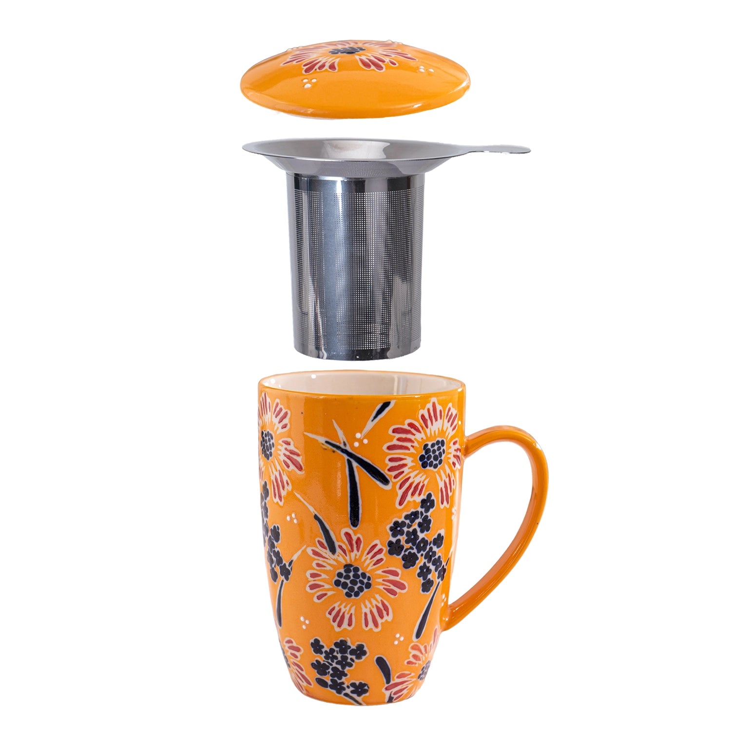 Yellow Flower Mug with Infuser