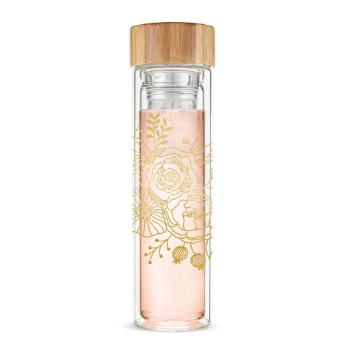 Glass Tea infuser Travel Mug with Lid | Sipping Stream