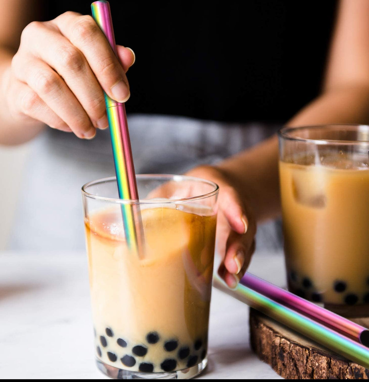 Rainbow Stainless Steel Bubble Tea Straw Boba
