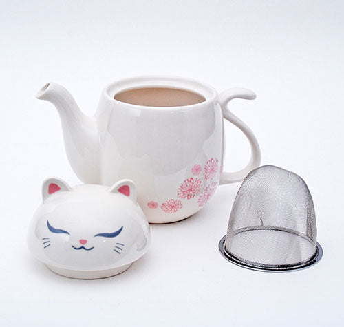 Tetera de gato blanco