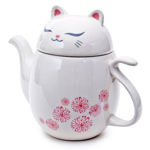 Tetera de gato blanco