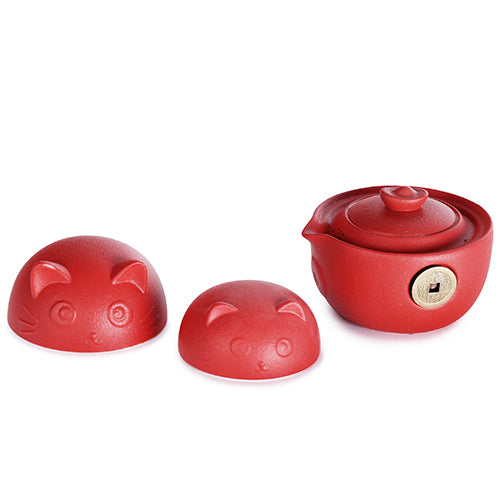 Juego de té Kung Fu de gato rojo