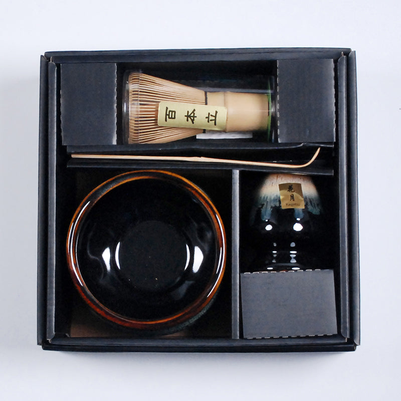 Juego de Matcha Ceremonial Ojo de Tigre Negro con Soporte