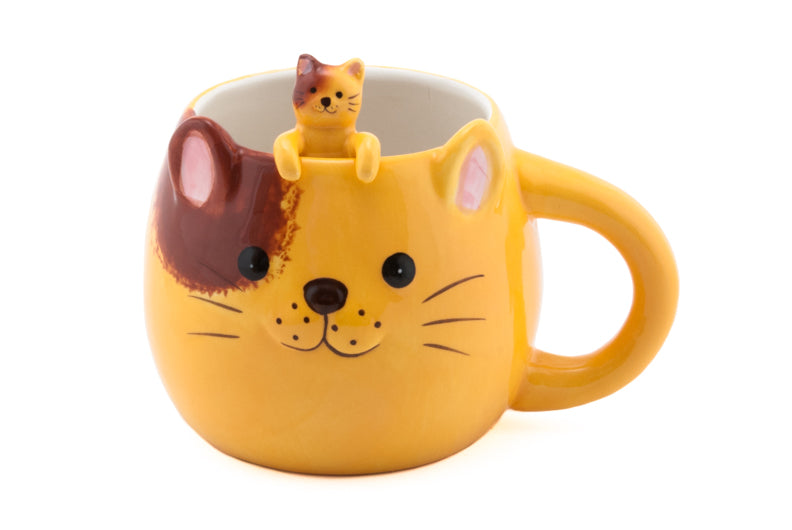 Yellow Cat Pop Up Mug with Spoon