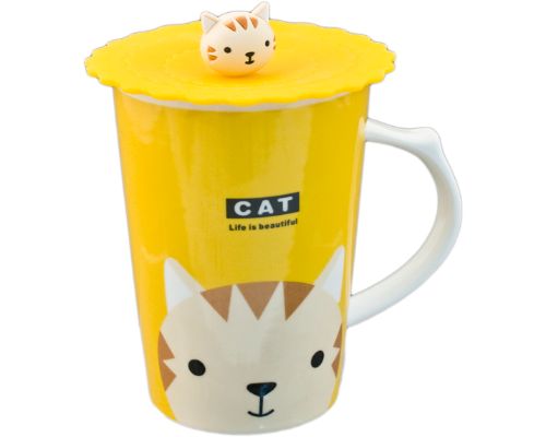 Character Mug with Handle and Silicone Lid