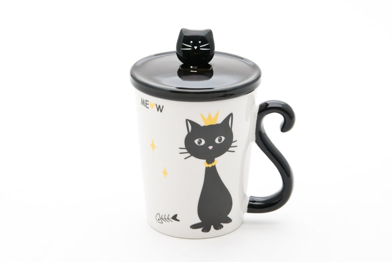 Taza Gato con Tapa y Cuchara