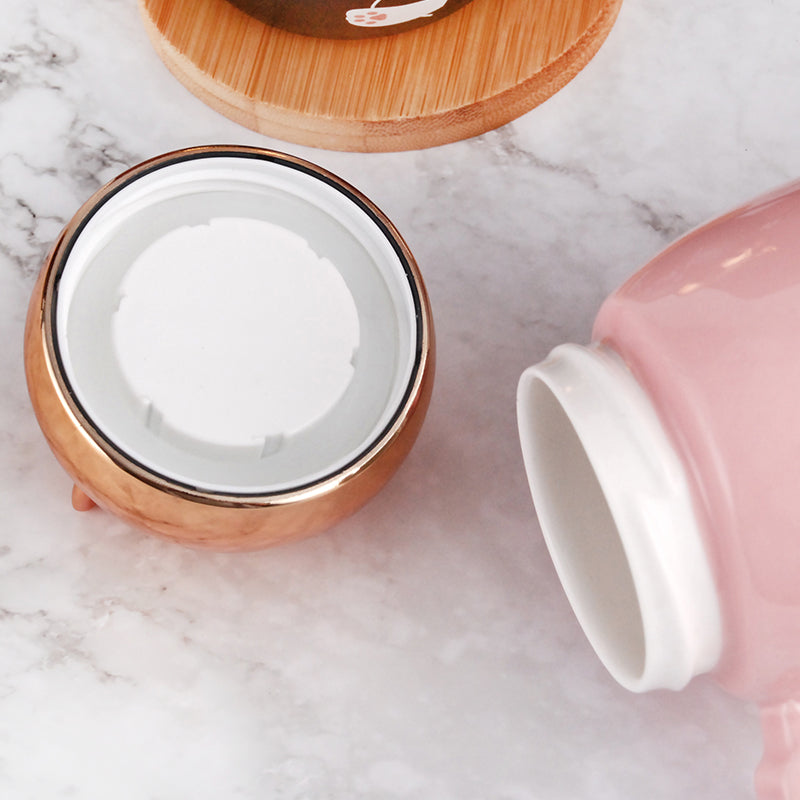 Taza Gato Dorada Con Tapa