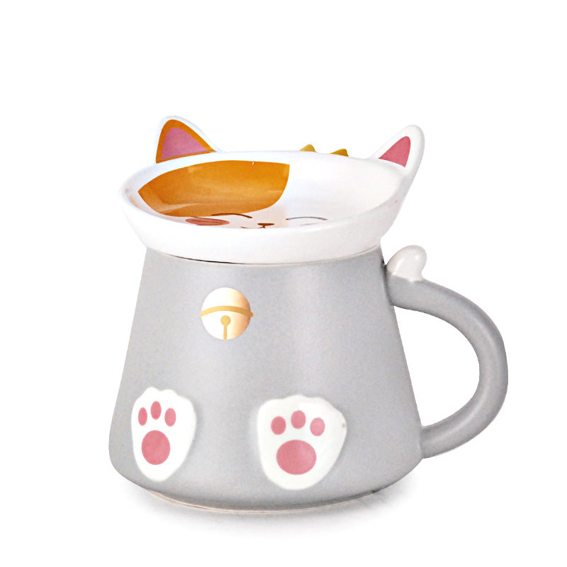 Taza con tapa de corona de gato y cuchara