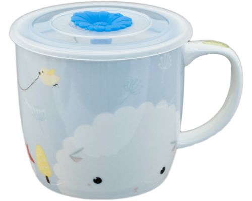 Blue Lamb Mug with Venting Lid