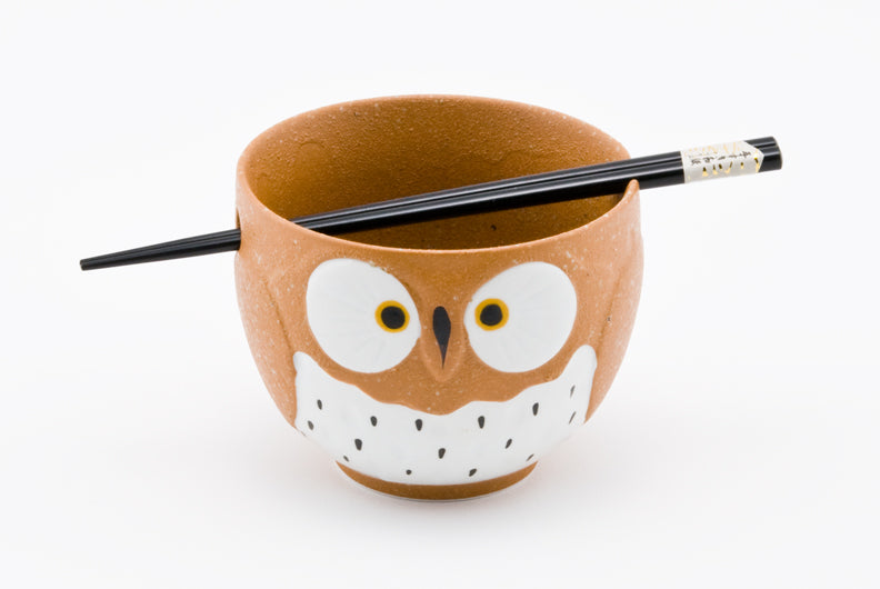 Decorative Owl Bowl w/Chopsticks | Sipping Streams Tea Co