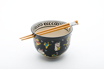 Tazón Lucky Cat con palillos