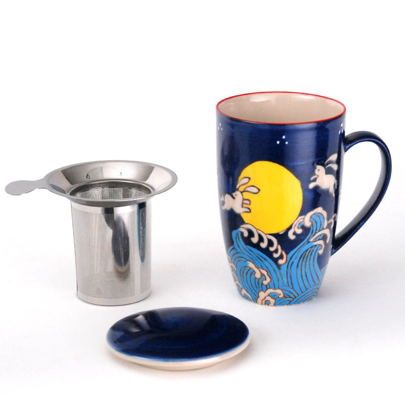 Taza Con Infusor Conejo Luna Azul