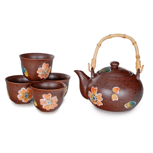 Juego de té de flores de color óxido