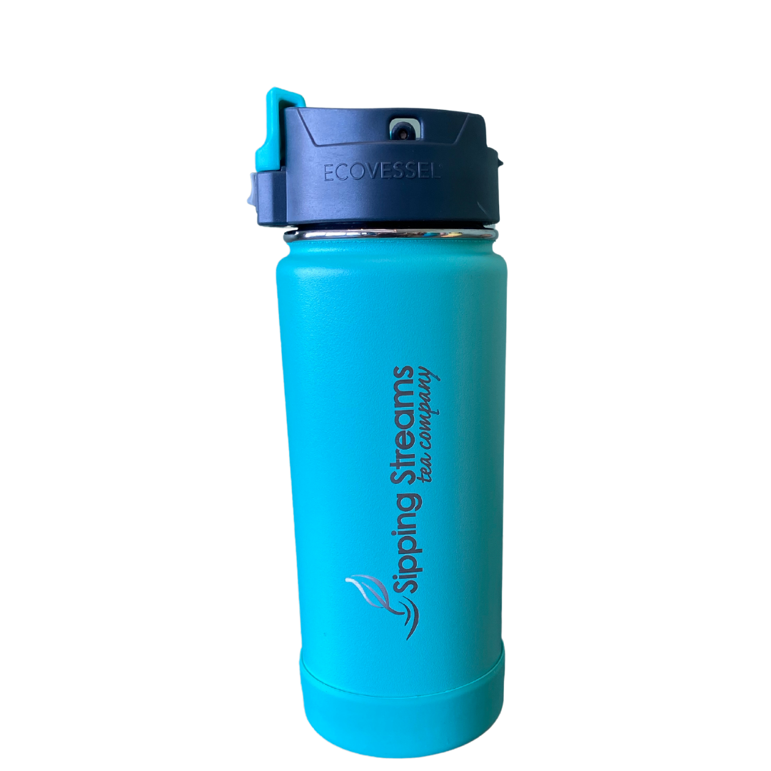 Taza de viaje para té con triple aislamiento, 16 oz - Tapa abatible