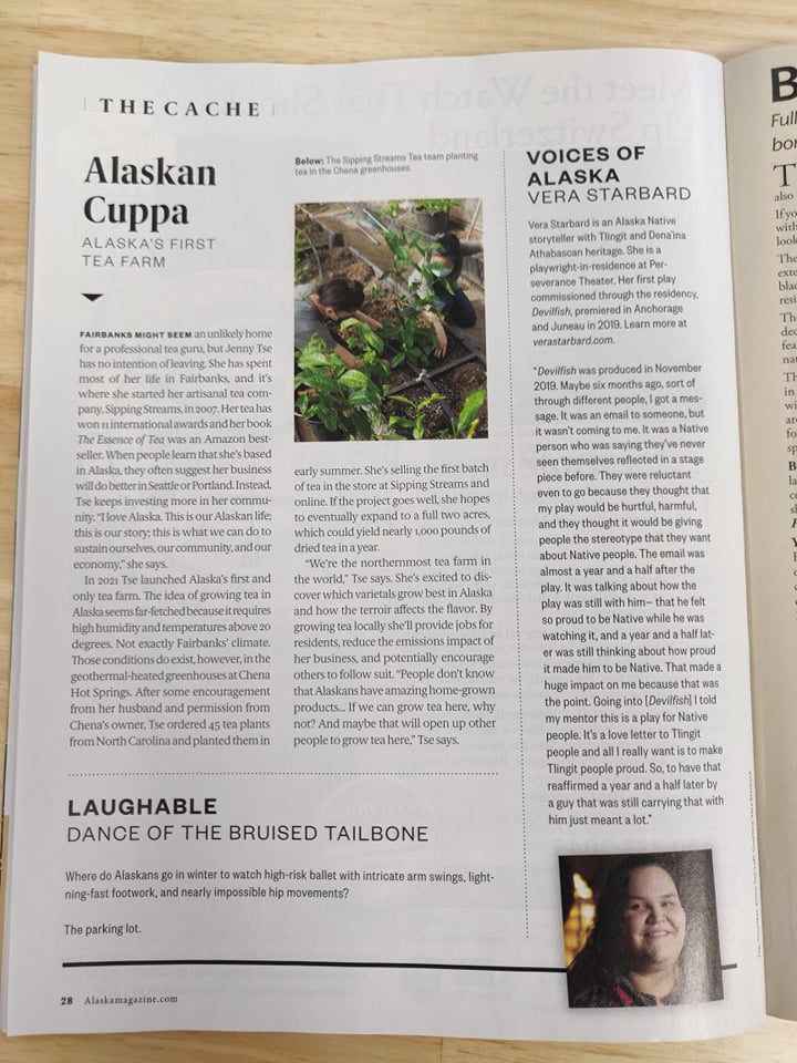 Article on Sipping Streams Tea Farm Title(Alaskan Cuppa). Alaskas First Tea Farm