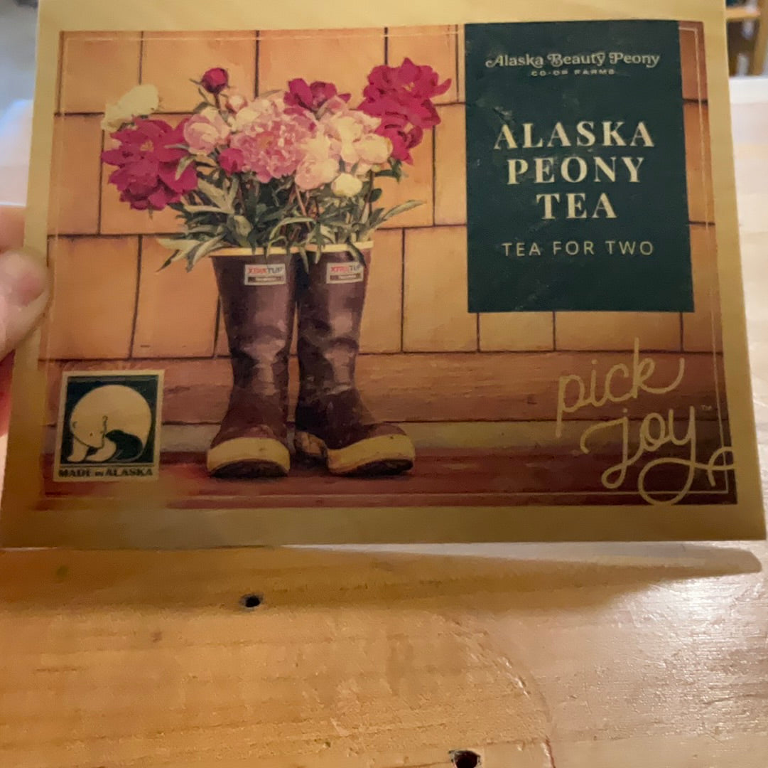 Alaska Peony Tea for 2 Wooden Postcard