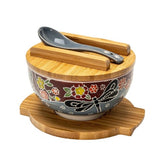 Dragonfly Tombo Bowl WITH WOODEN LID AND TRIVET SET