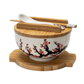 Ume Plum Blossoms Bowl WITH WOODEN LID AND TRIVET SET