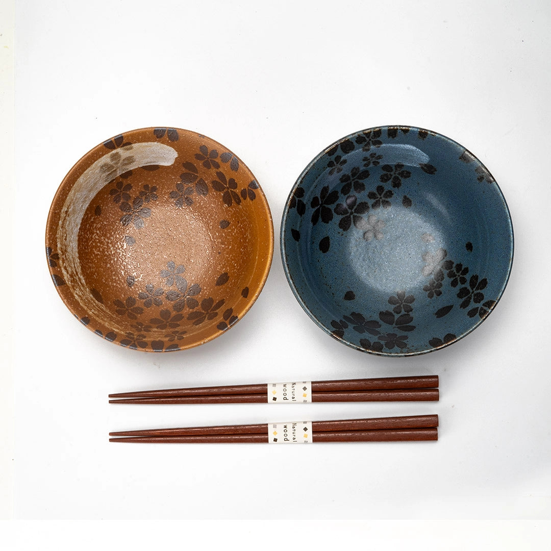 Sakura Nagashi Double Bowl Set With Chopsticks