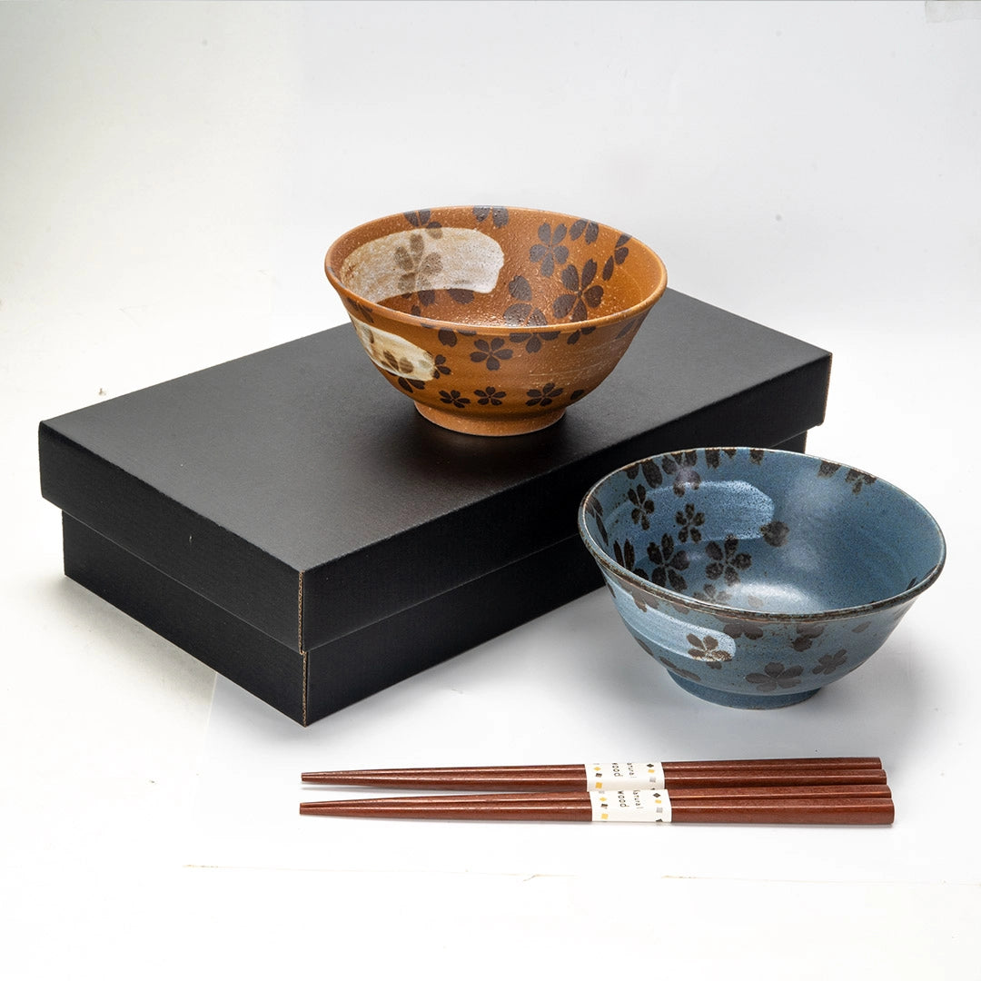 Sakura Nagashi Double Bowl Set With Chopsticks