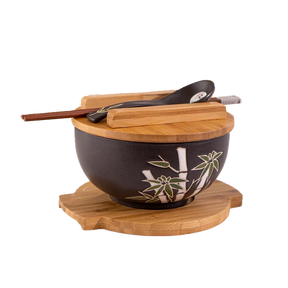 Bamboo Bowl WITH WOODEN LID AND TRIVET SET