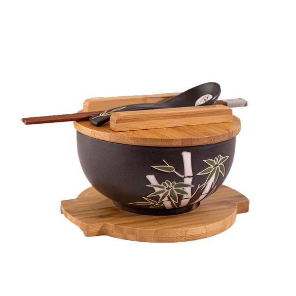 Bamboo Bowl WITH WOODEN LID AND TRIVET SET