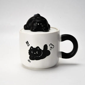Black Cat 13oz Mug with Lid and Spoon