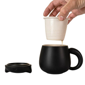 Modern Black Cat Mug with Infuser