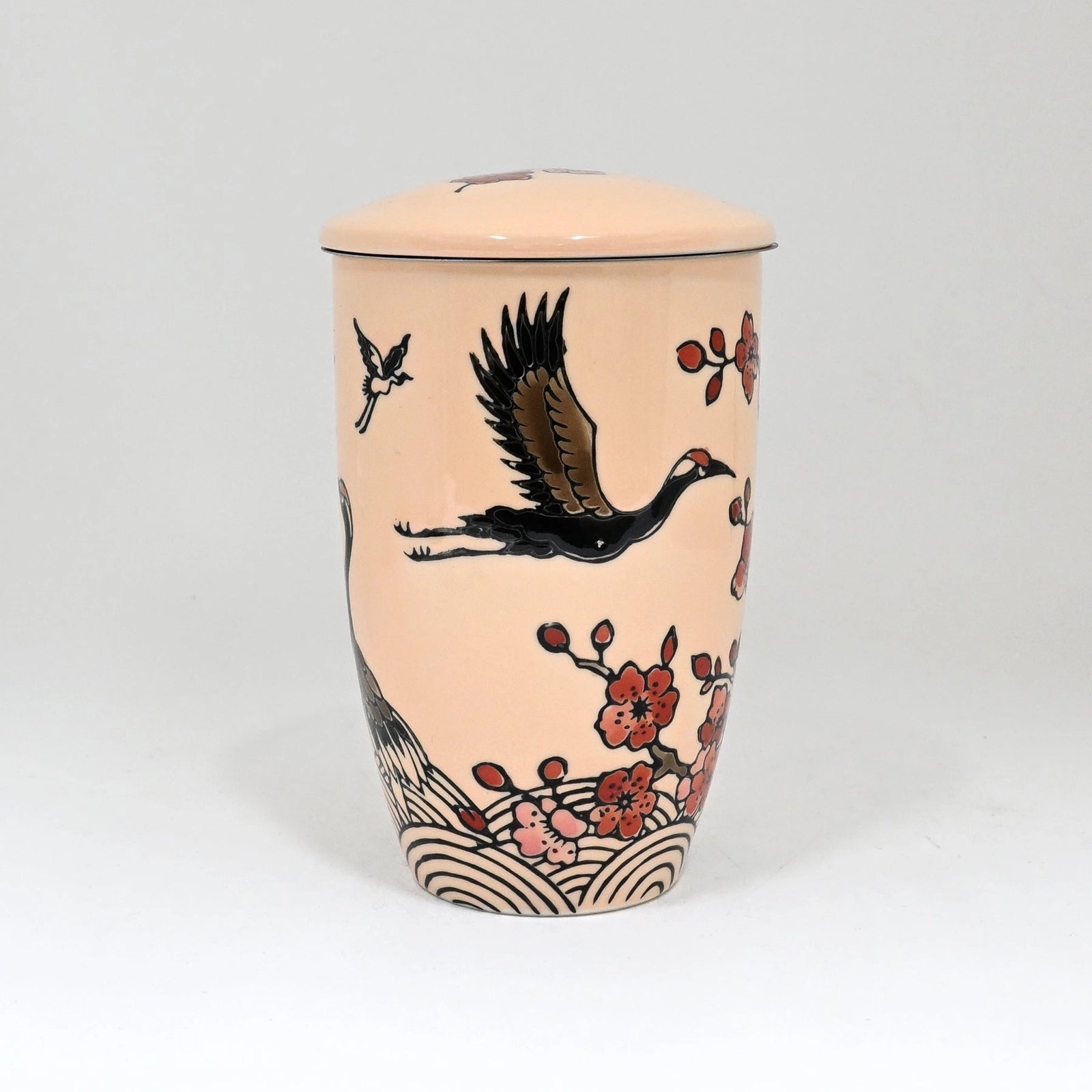 Crane Flower Design Mug with Infuser
