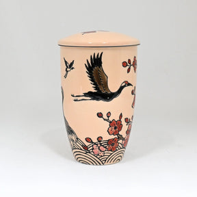 Crane Flower Design Mug with Infuser