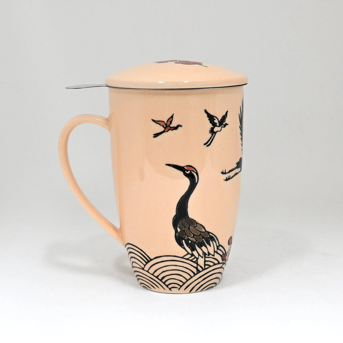 Crane Flower Design Mug with Infuser