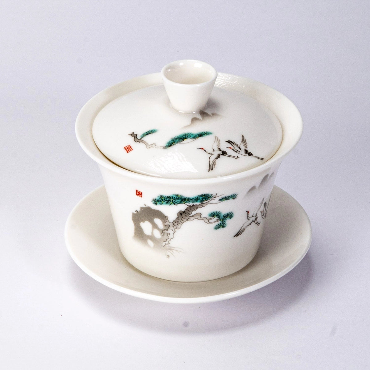Japanese Crane Gaiwan Tea Brewing Cup with Lid