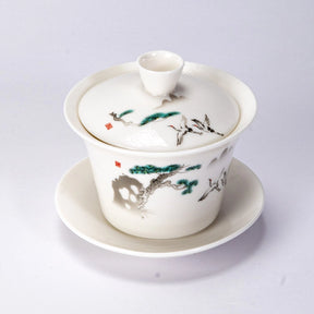 Japanese Crane Gaiwan Tea Brewing Cup with Lid