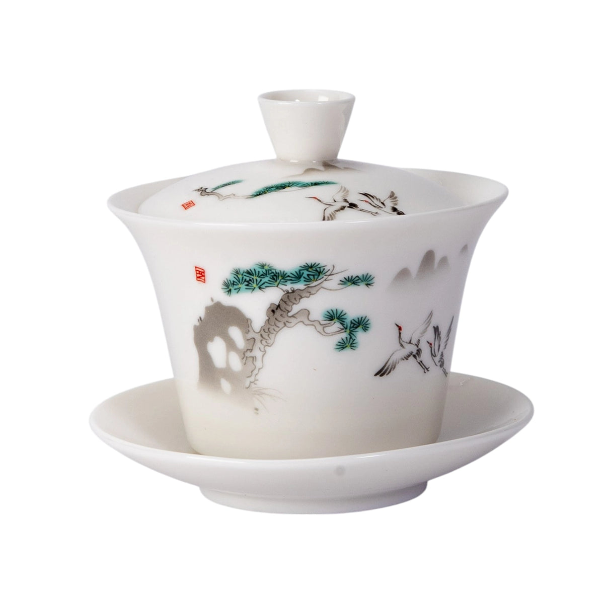 Japanese Crane Gaiwan Tea Brewing Cup with Lid