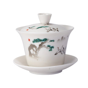 Japanese Crane Gaiwan Tea Brewing Cup with Lid