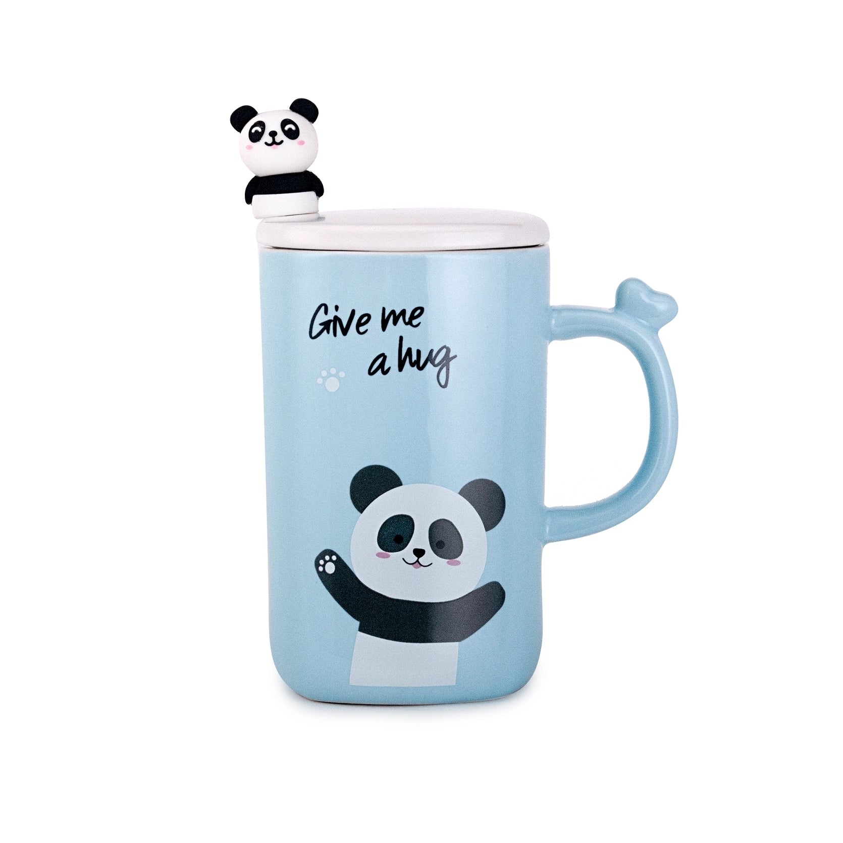 Taza Conejo Azul con Cuchara Dorada