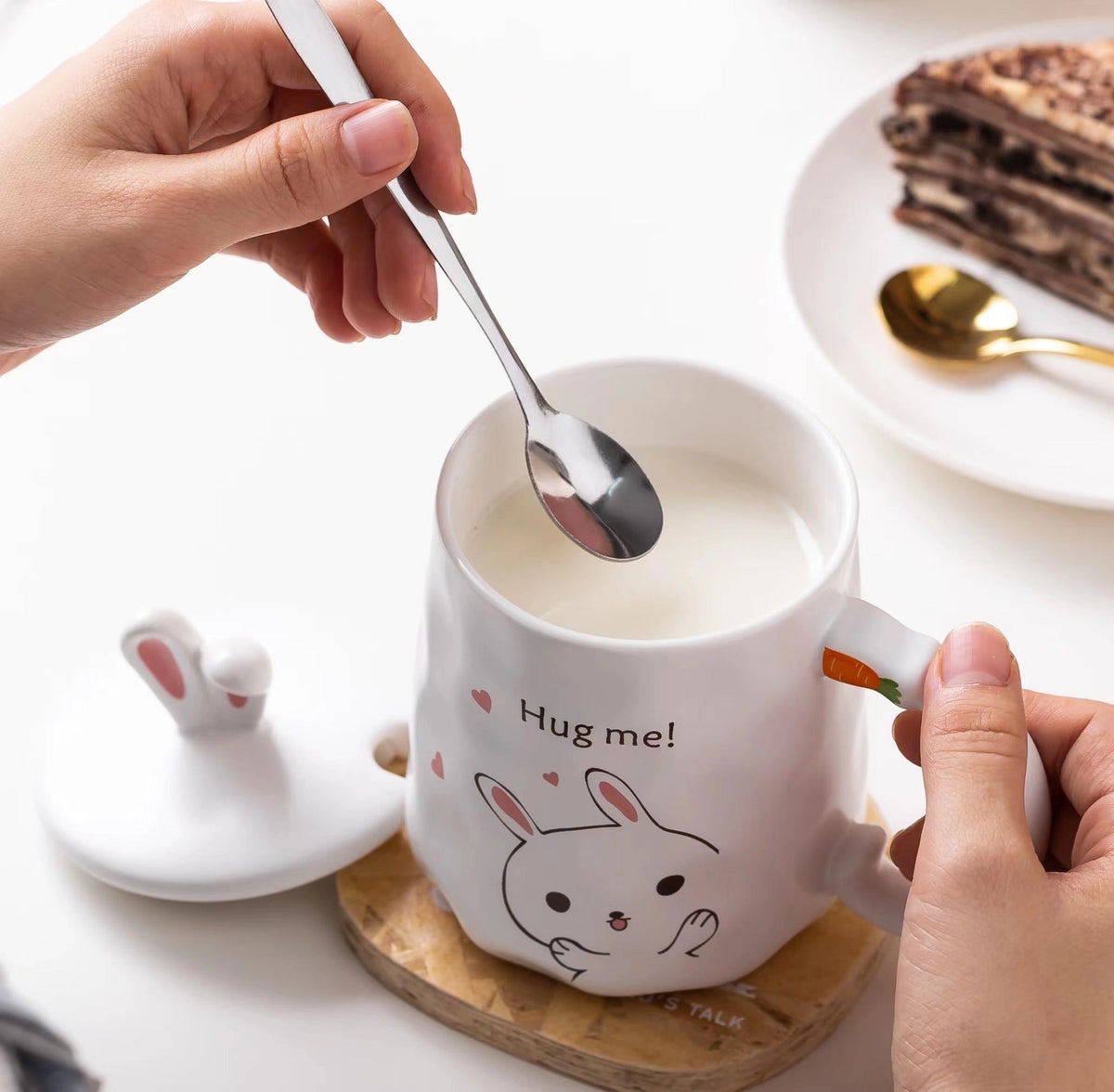 Bunny Hug Mug with Lid and Spoon